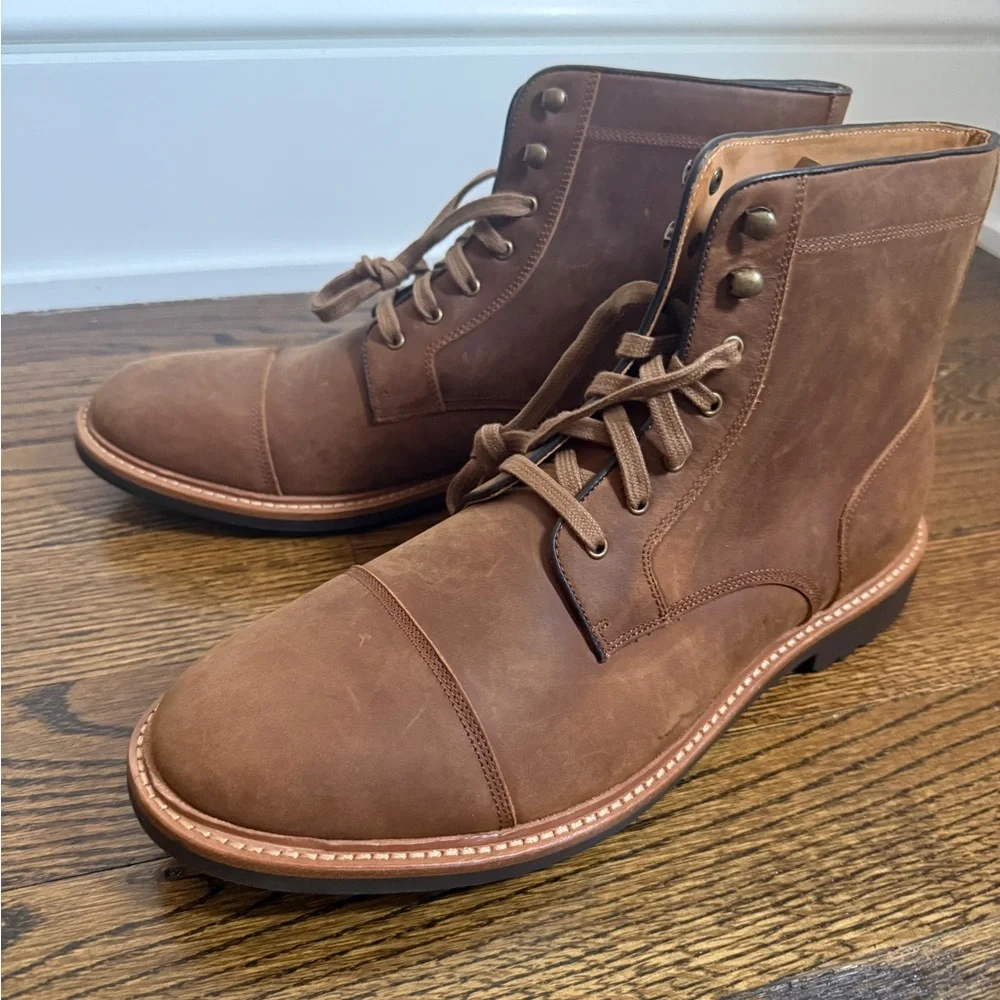Warfield & Grand men’s cognac brown leather cap toe  Gresham boots Sz 11.5